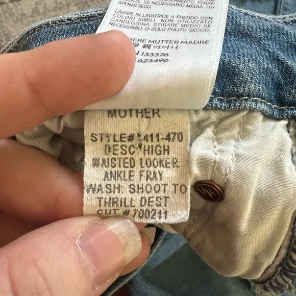 MOTHER High Waisted Looker Ankle Fray “Shoot to Thrill Destroyed” - Size 27 - Picture 6 of 9